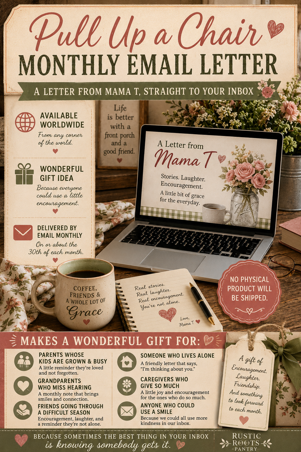 Pull Up a Chair — Monthly Email Letter