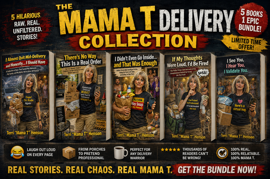 Mama T’s Grocery Delivery Diaries 5-book digital ebook bundle featuring funny delivery stories, customer service humor and relatable work chaos.
